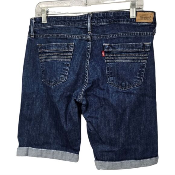 Levi's 545 Women's Bermuda Stretch Pockets Cuff Mid-Rise Distressed Denim Short - Picture 8 of 9